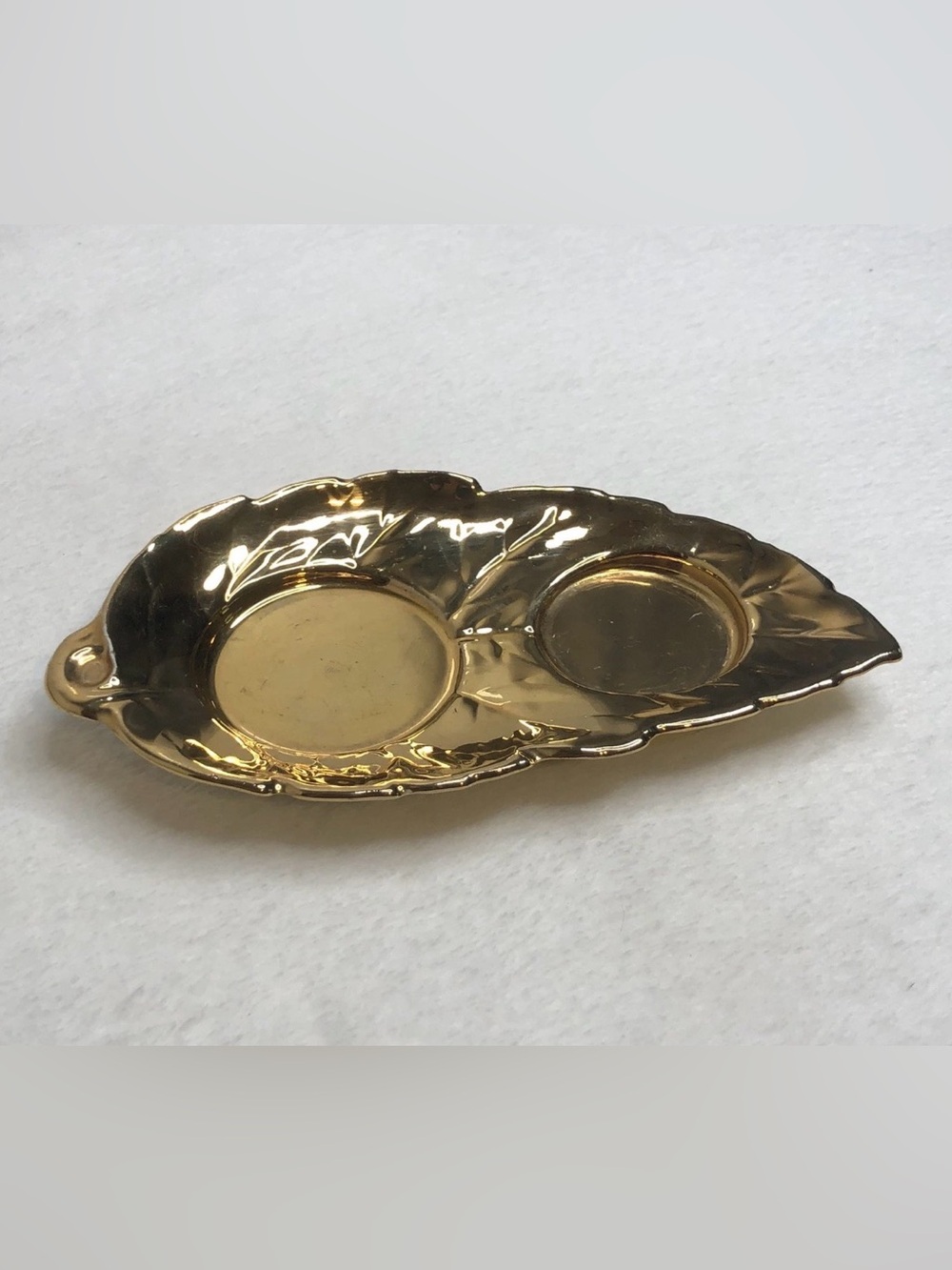 Vintage Gold Leaf Candle Holder Fall Autumn Decor  Royal Winton England